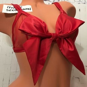 VS XS S L XL LUXE SATIN BOW BRALETTE BRA MESH